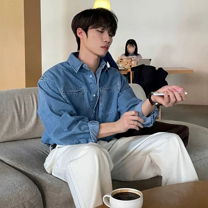 Dual-Pocket Denim Shirt