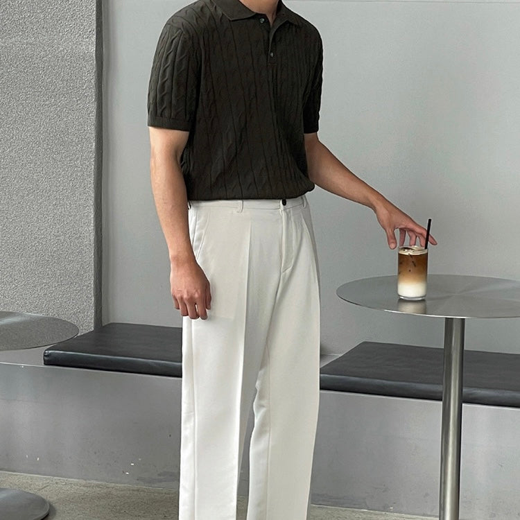 Korean Lapel Knit Polo Shirt