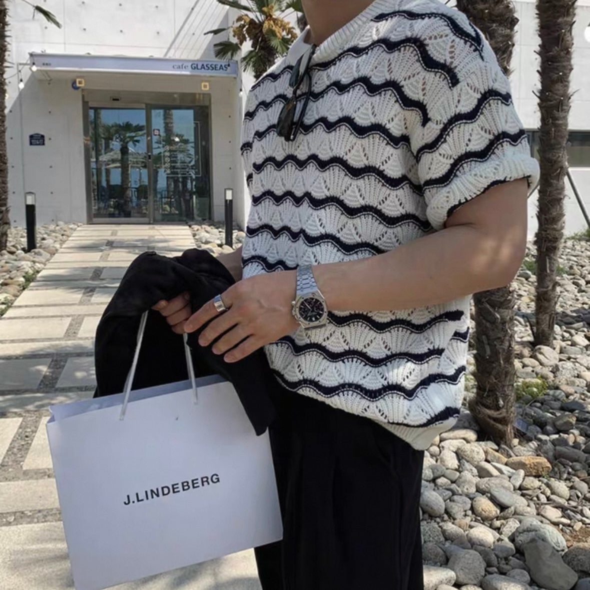 Korean Striped Casual Knit T-shirt