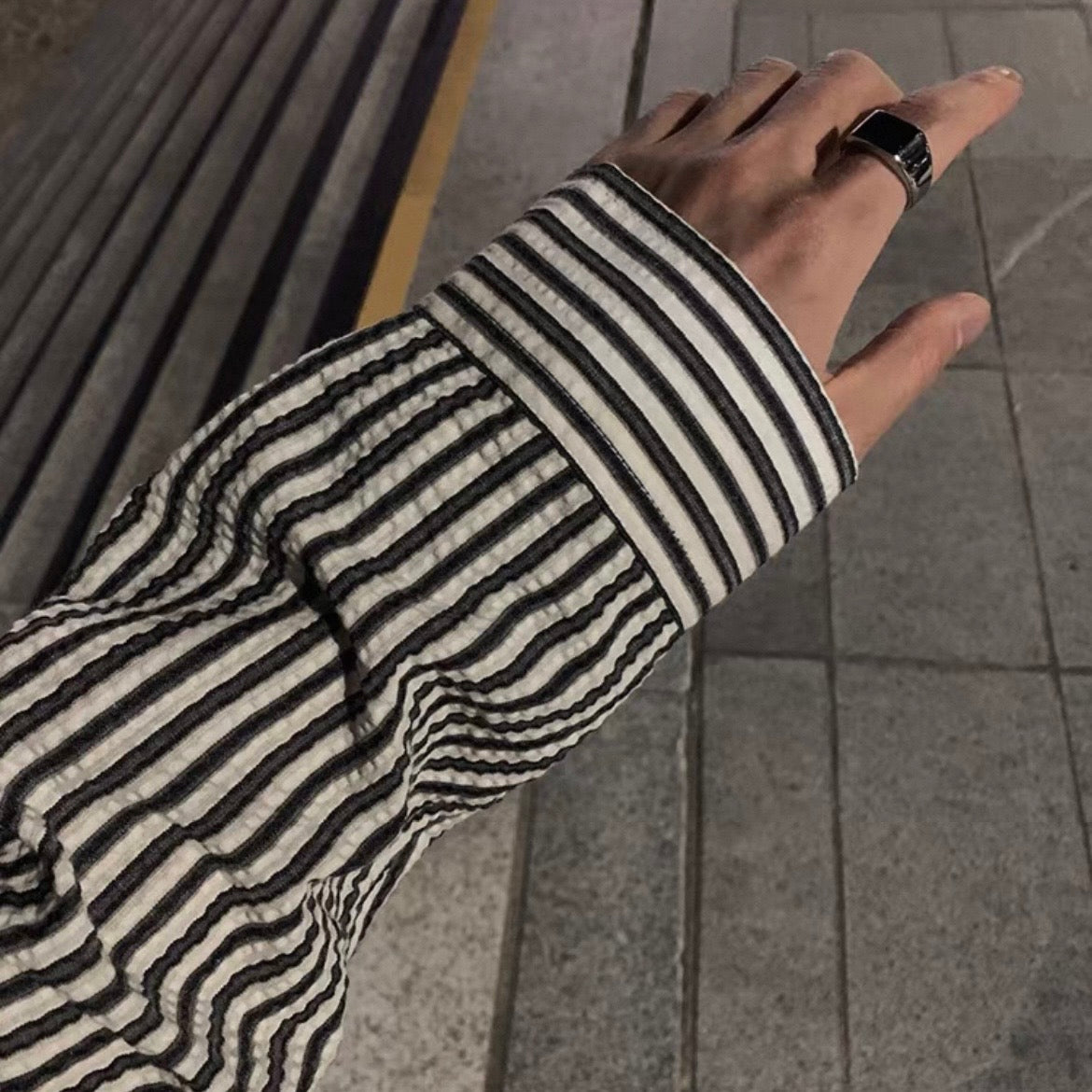Oversized Striped Shirt Jacket