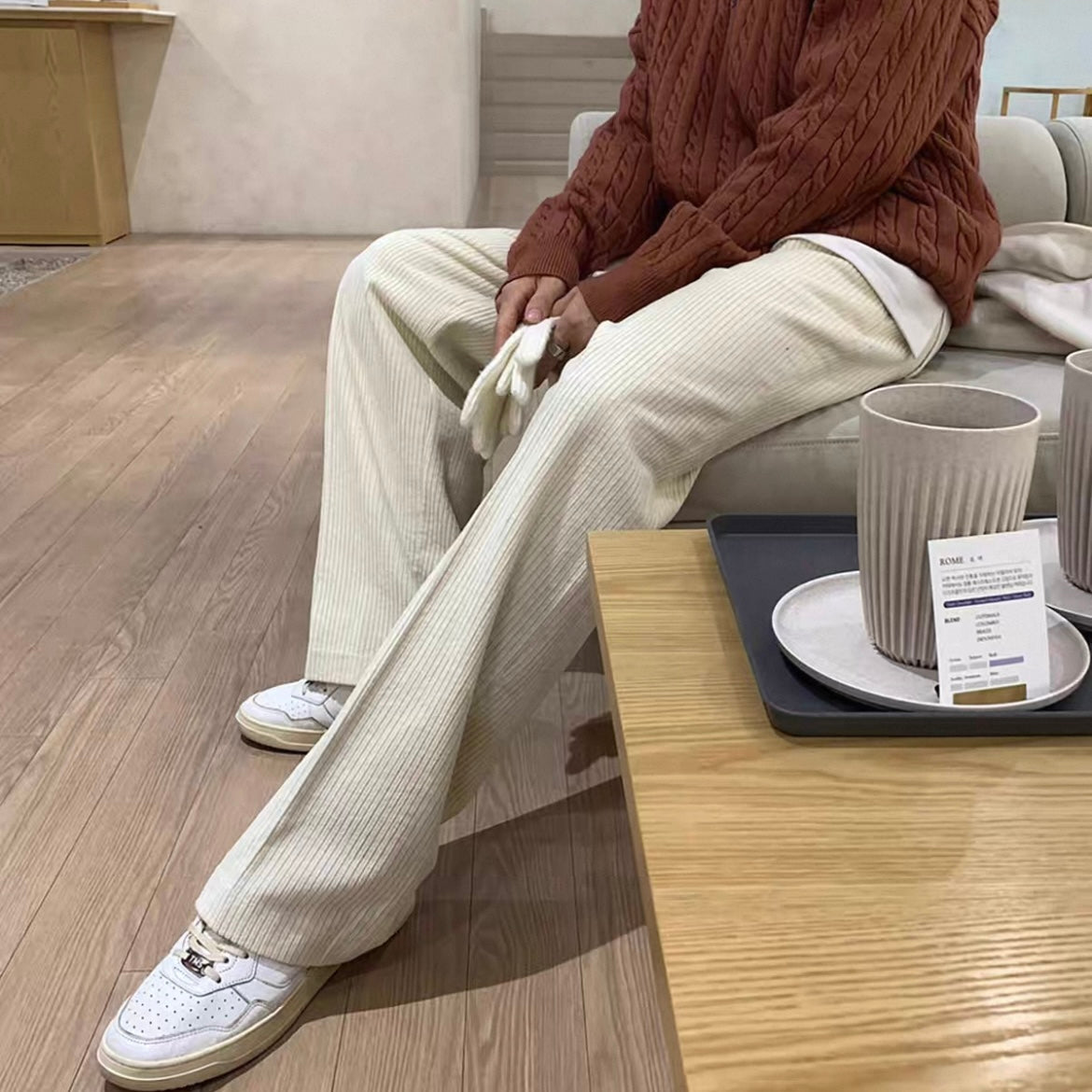 Retro Corduroy Wide-Leg Pants