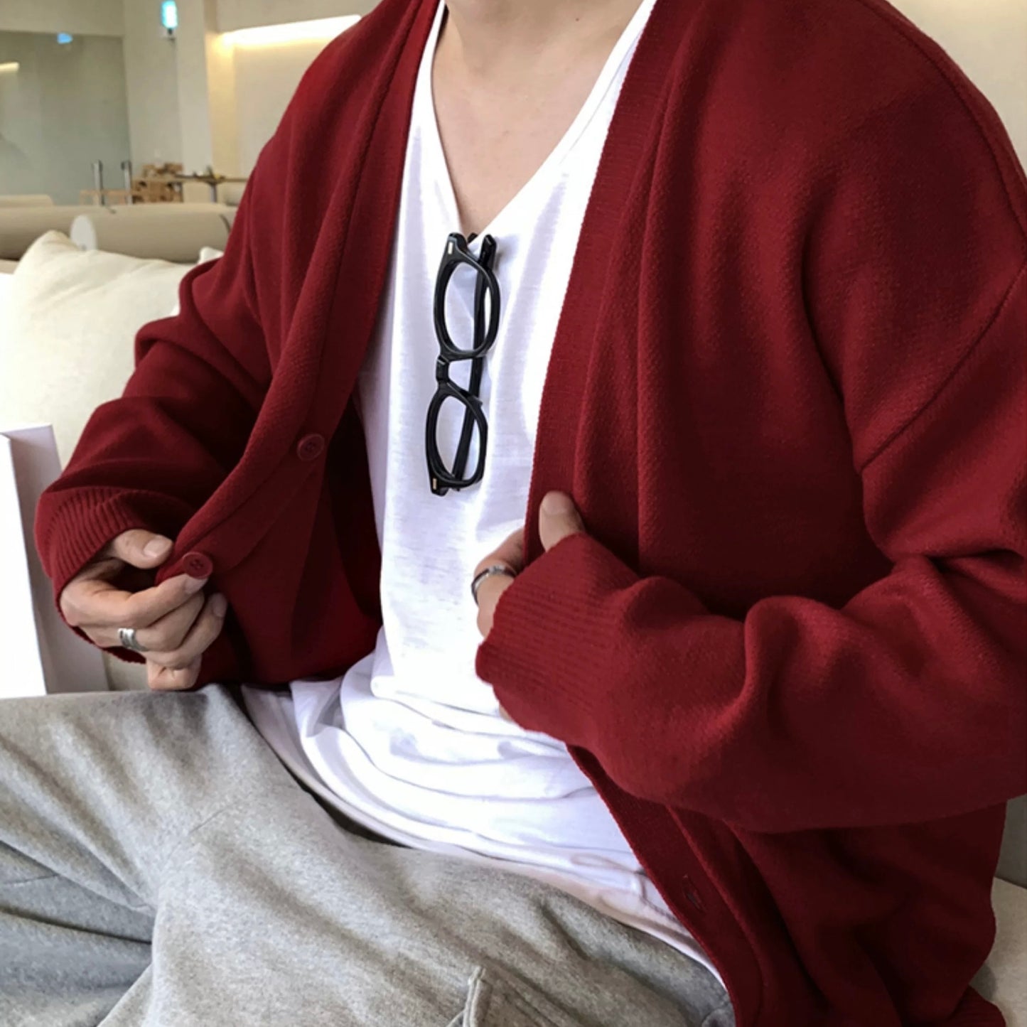 V-Neck Jumper Simple Cardigan