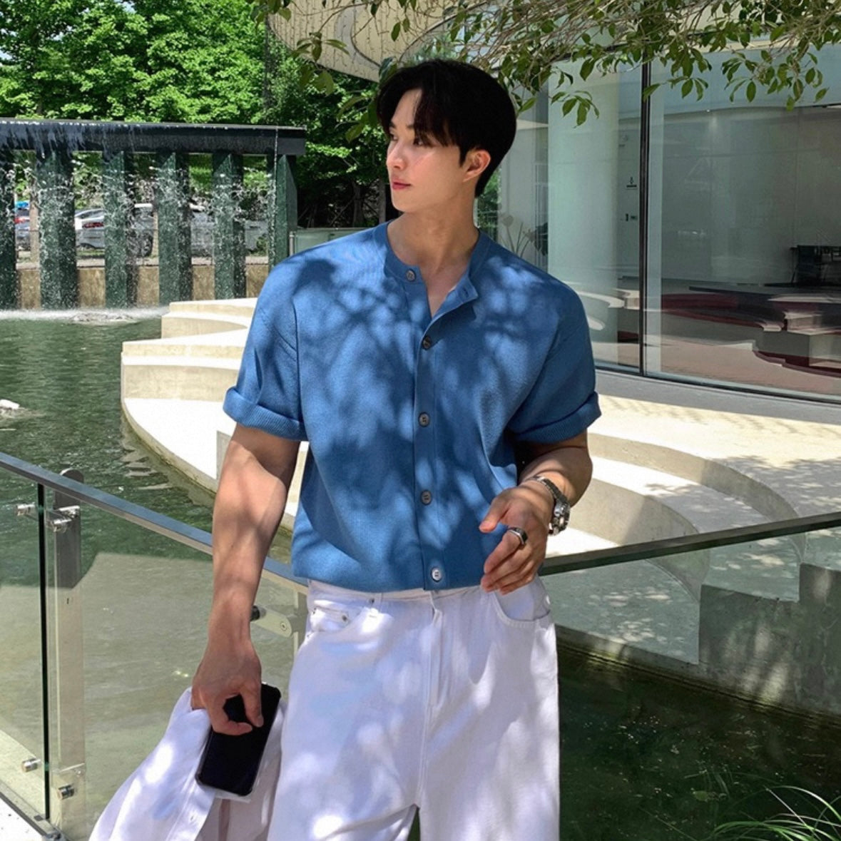 Korean Short-Sleeve Cardigan T-shirt