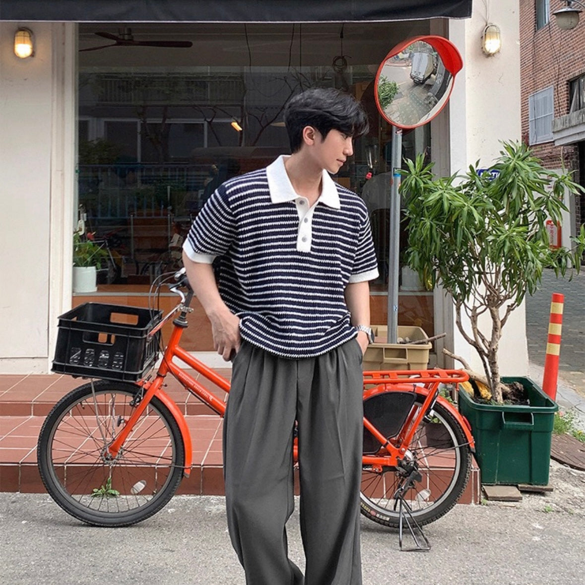 Korean Striped Polo Shirt