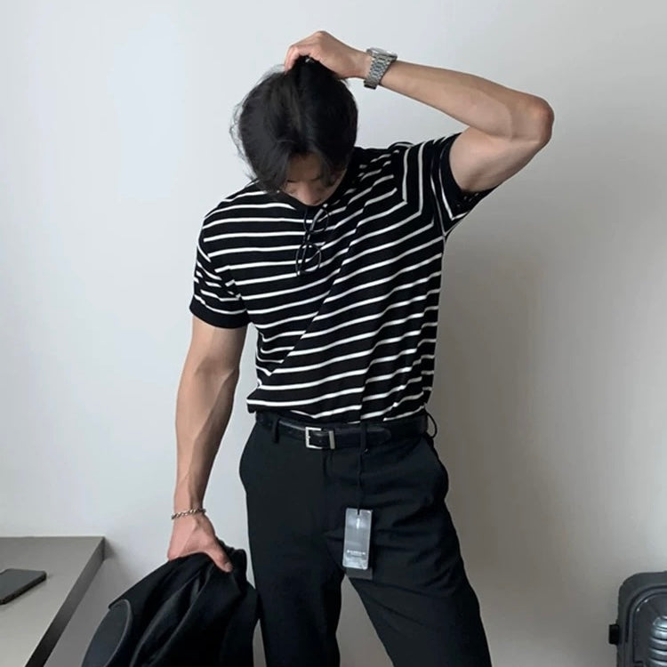 Loose Fit Black Striped Tee