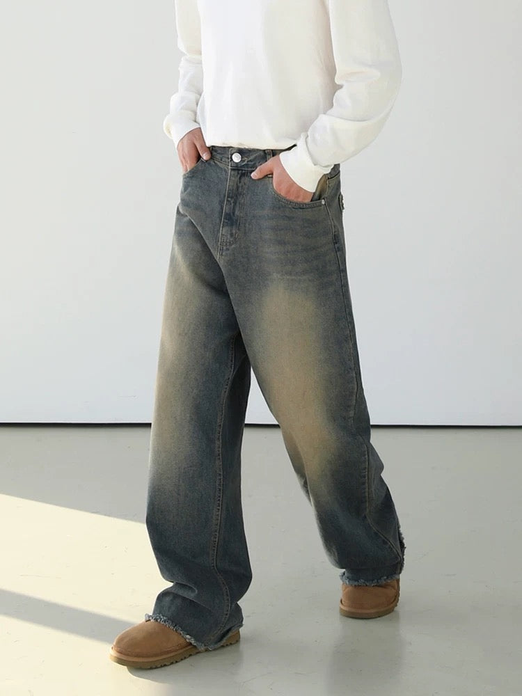 Washed Jeans Wide Pants
