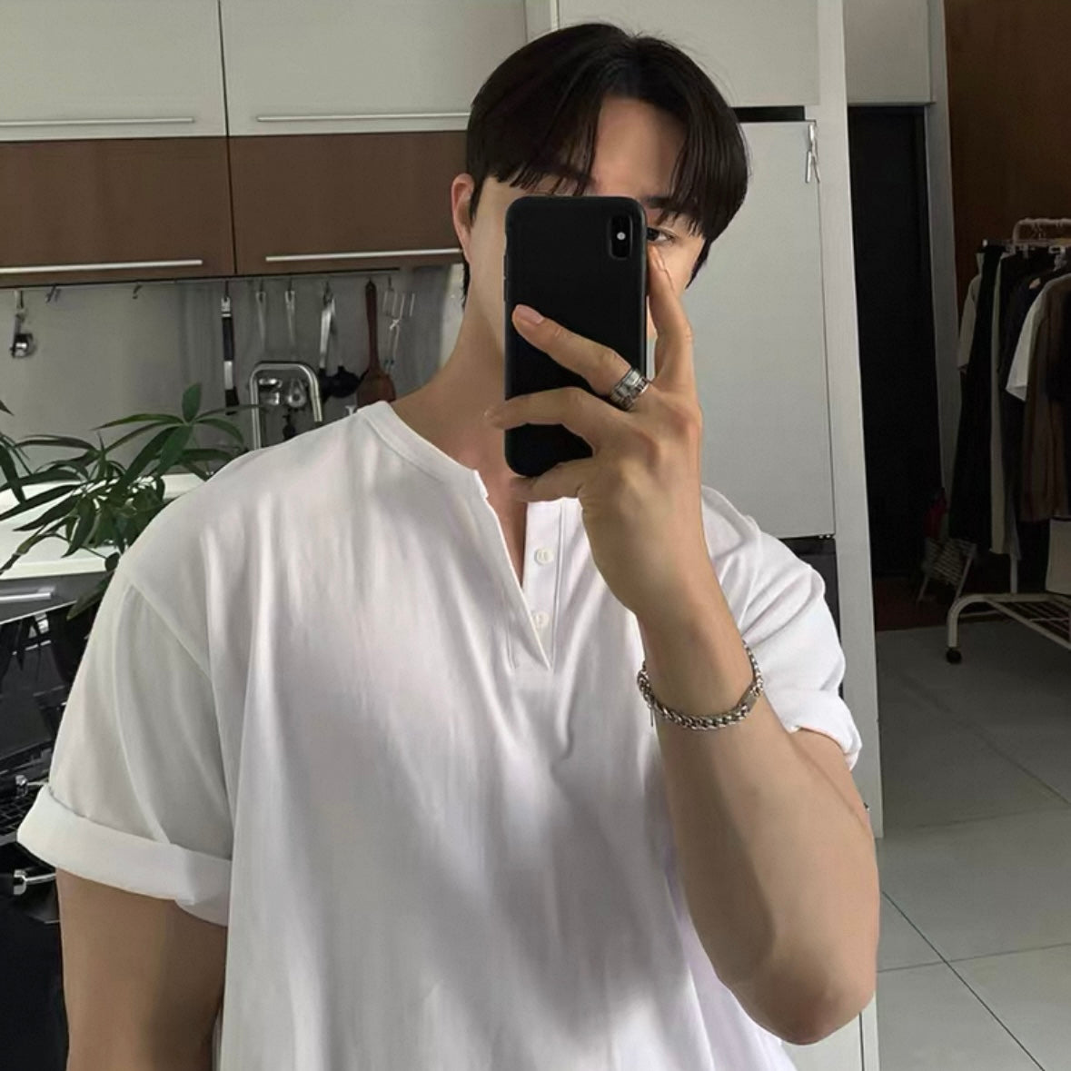 Henry Collar Casual Summer T-shirt