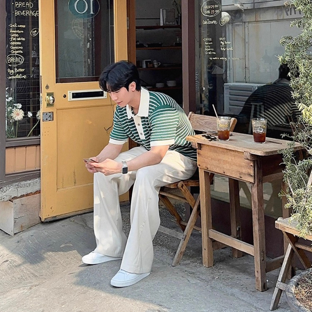 Korean Striped Polo Shirt