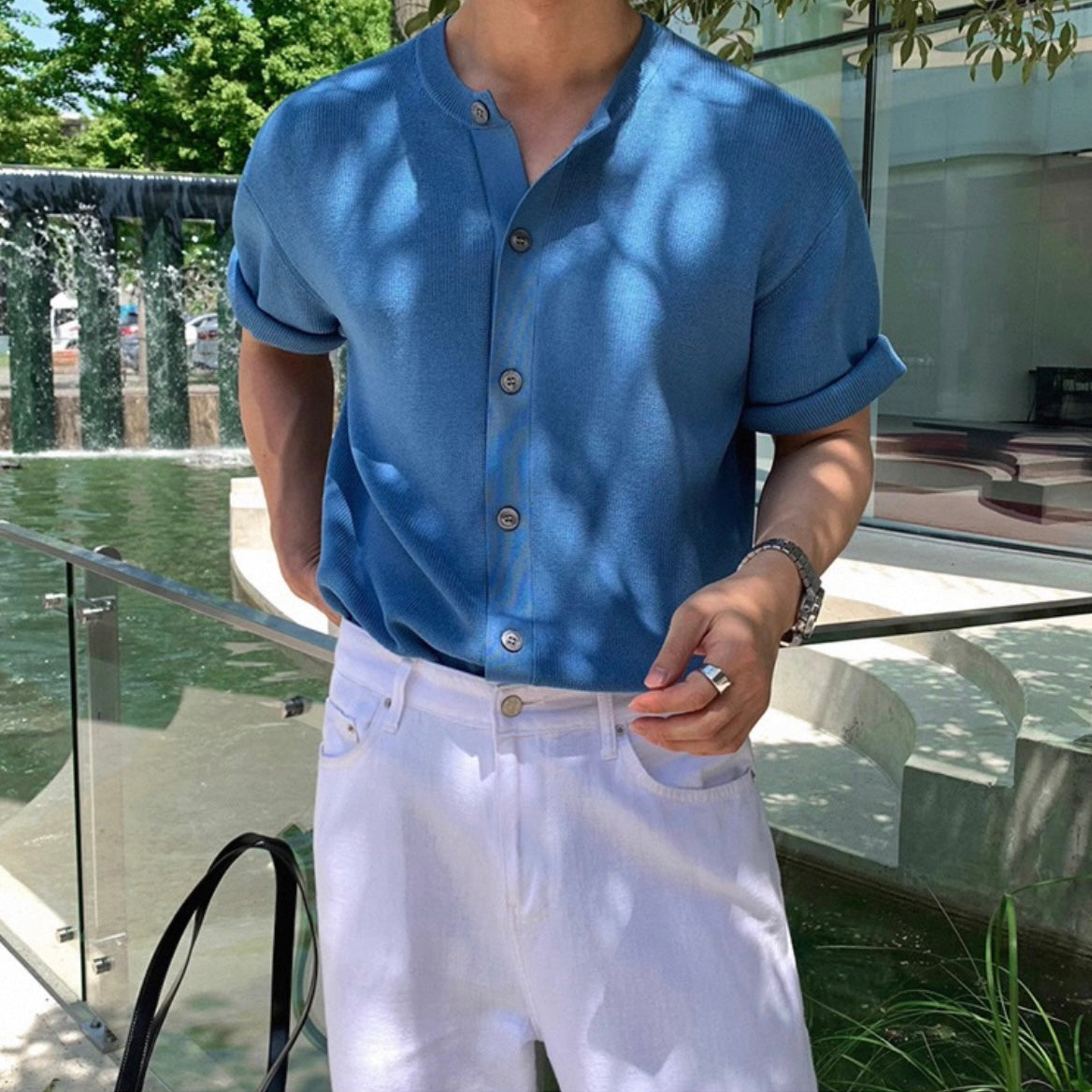 Korean Short-Sleeve Cardigan T-shirt