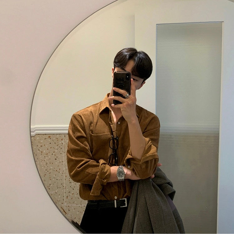 Men's Corduroy Retro Long Sleeve Shirt