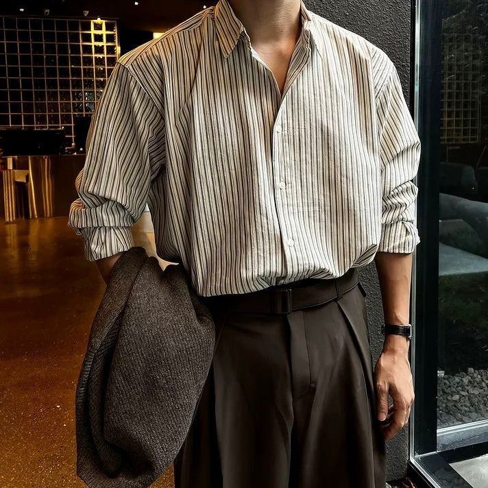 Men's Loose Fit Striped Sun Shirt