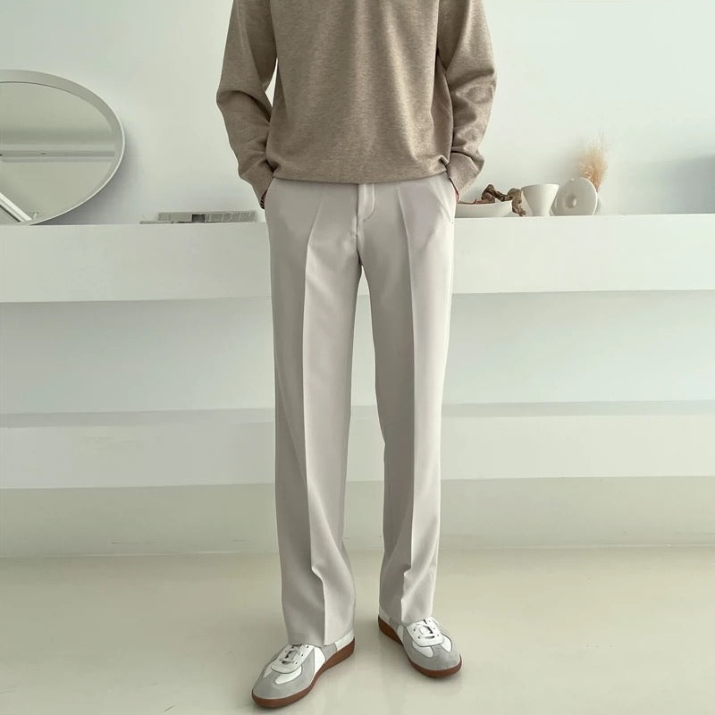 Straight casual plain pants