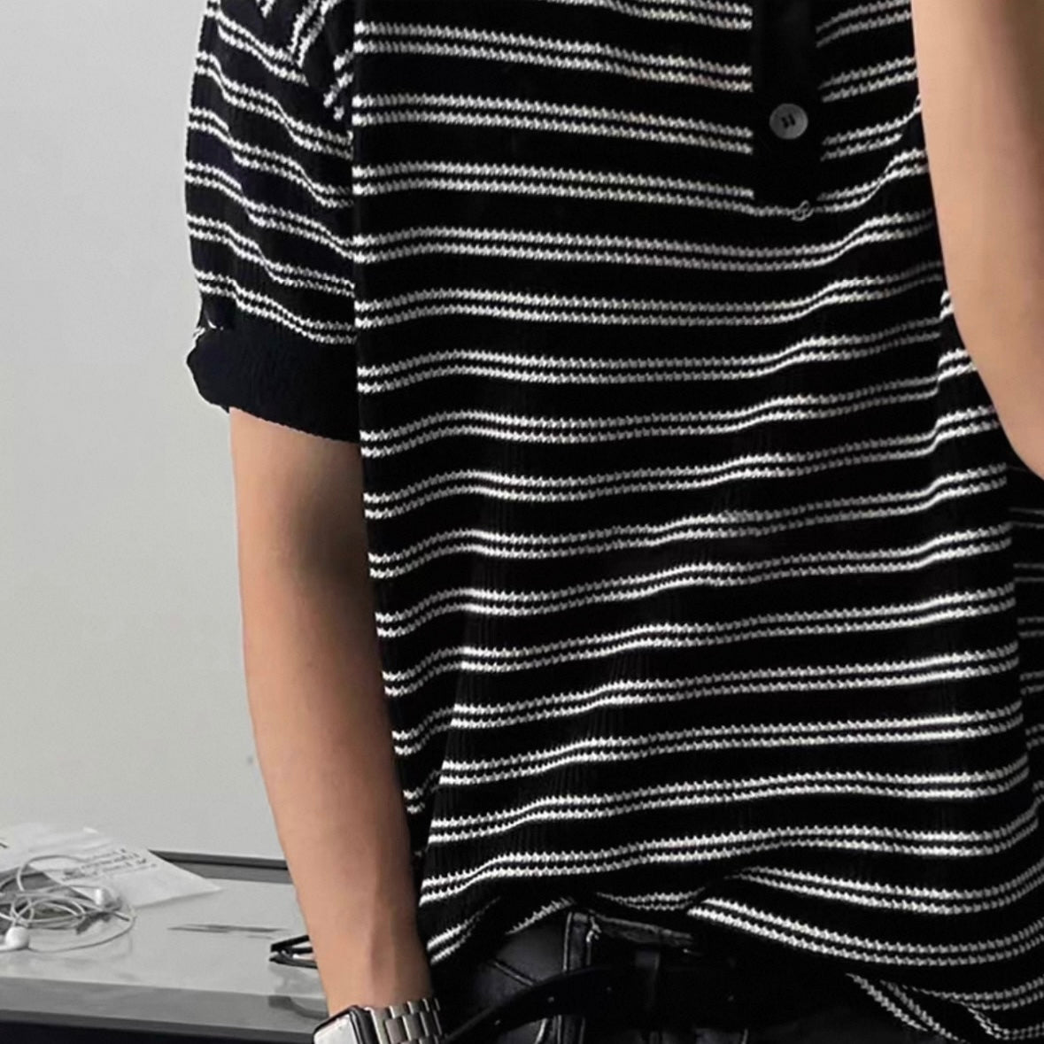 Casual Striped Knit T-Shirt