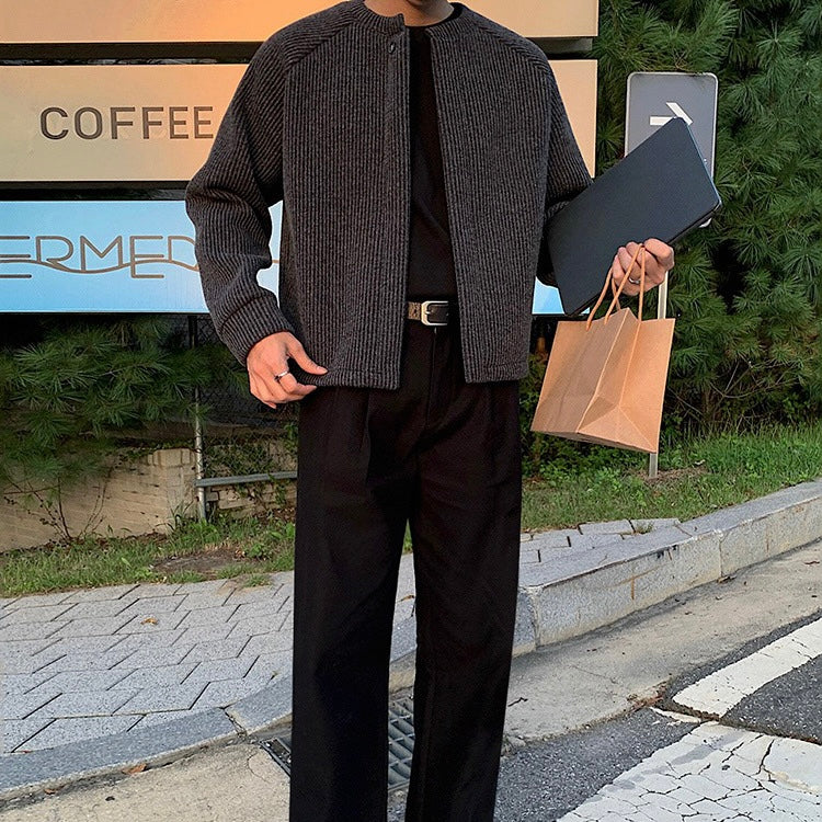Round Neck Sweater Jacket