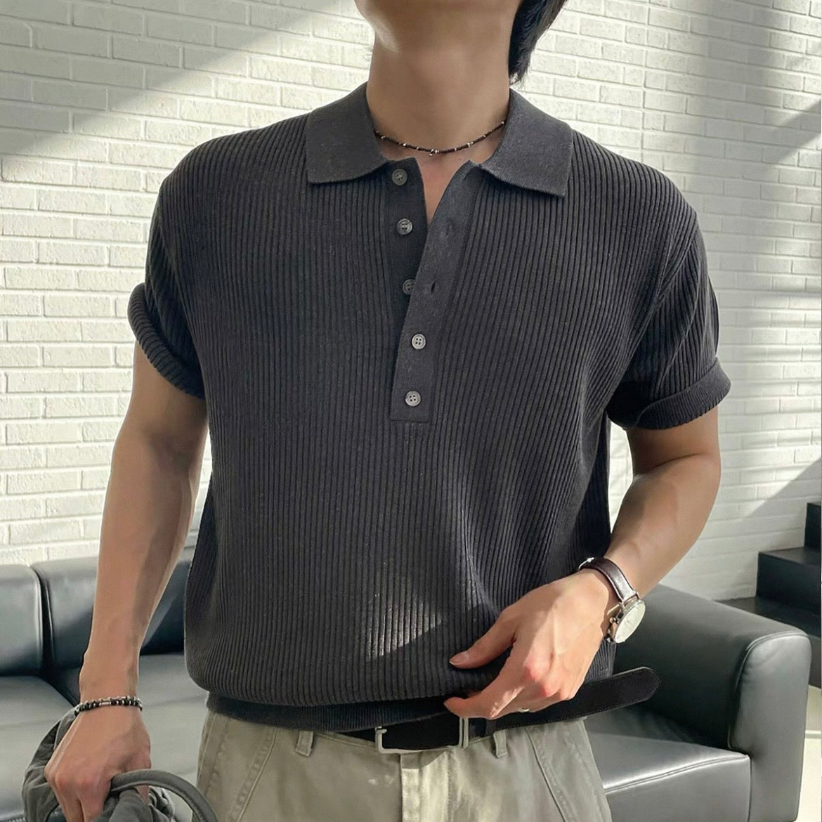 Breathable Casual Knit Polo