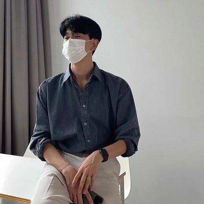 Korean Loose-Fit Denim Shirt
