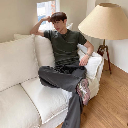 Textured Ribbed Slim-Fit T-Shirt