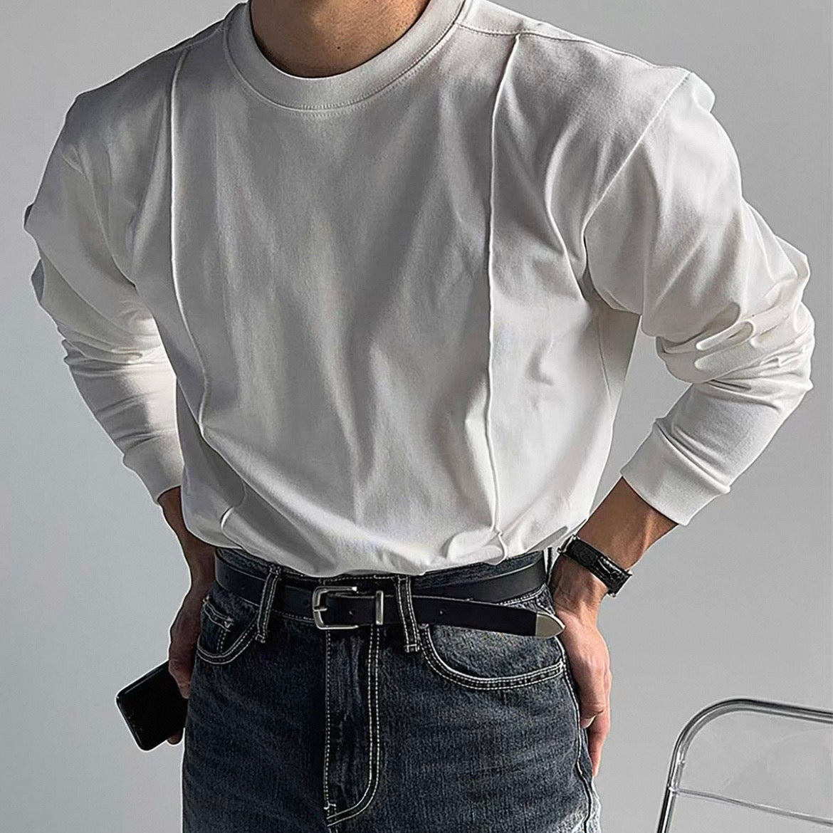 Minimal Line Long Sleeve T-Shirt