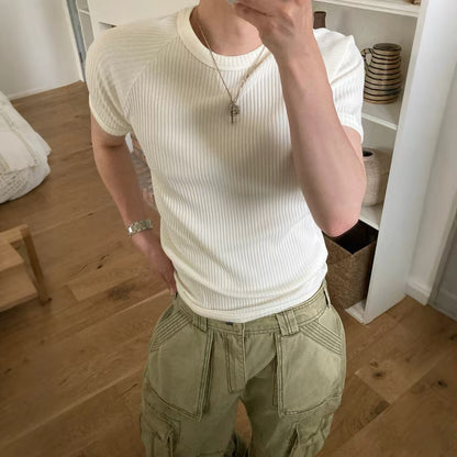 Textured Ribbed Slim-Fit T-Shirt