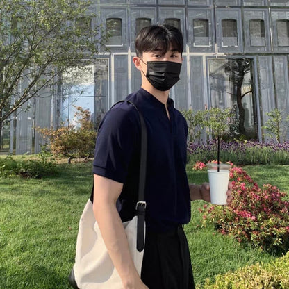 Korean V-Neck Cotton T-Shirt