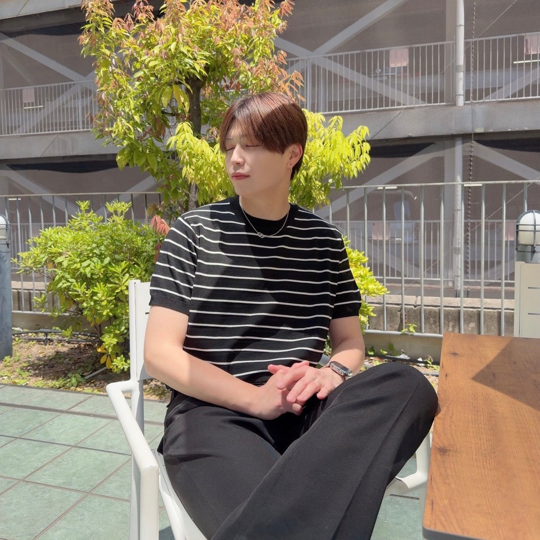 Loose Fit Black Striped Tee