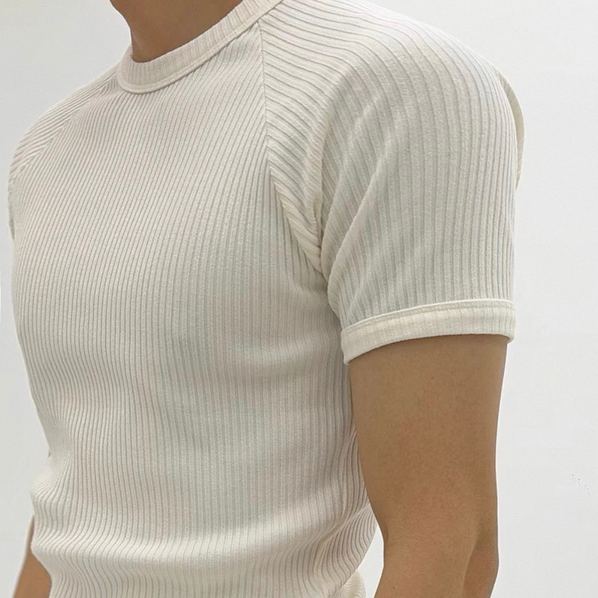 Textured Ribbed Slim-Fit T-Shirt