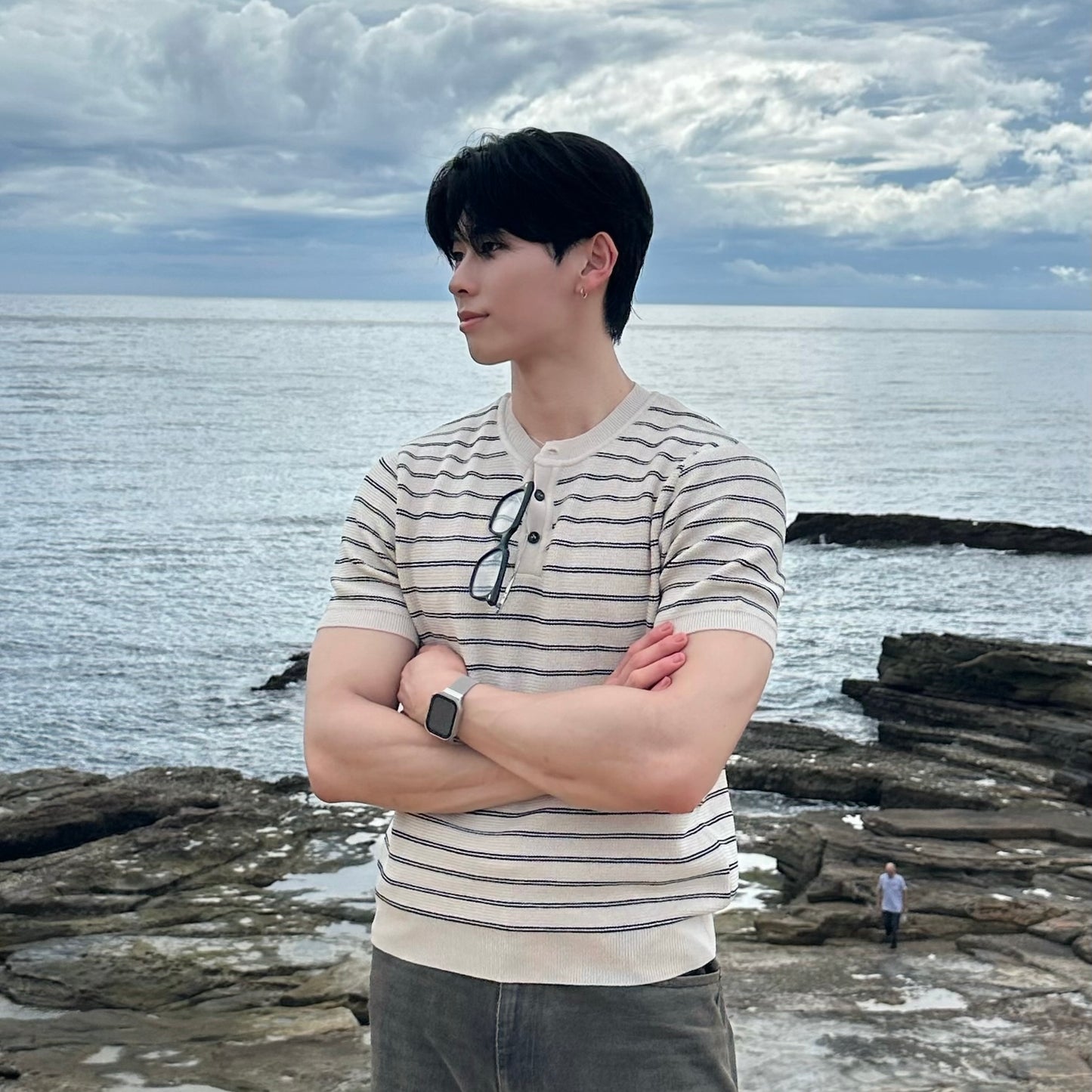 Casual Striped Knit T-Shirt