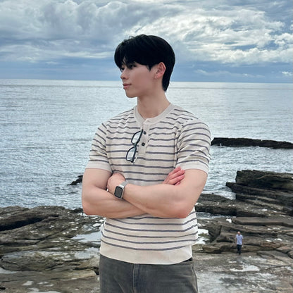 Casual Striped Knit T-Shirt