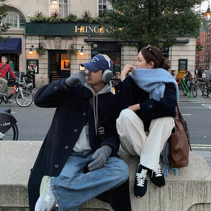 Knee-Length Wool Tweed Coat