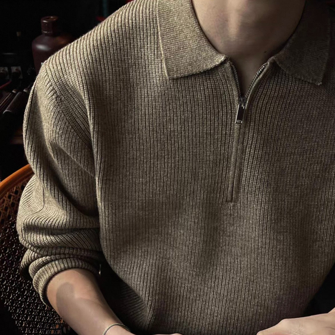 Lazy Half-Zip Knit Sweater