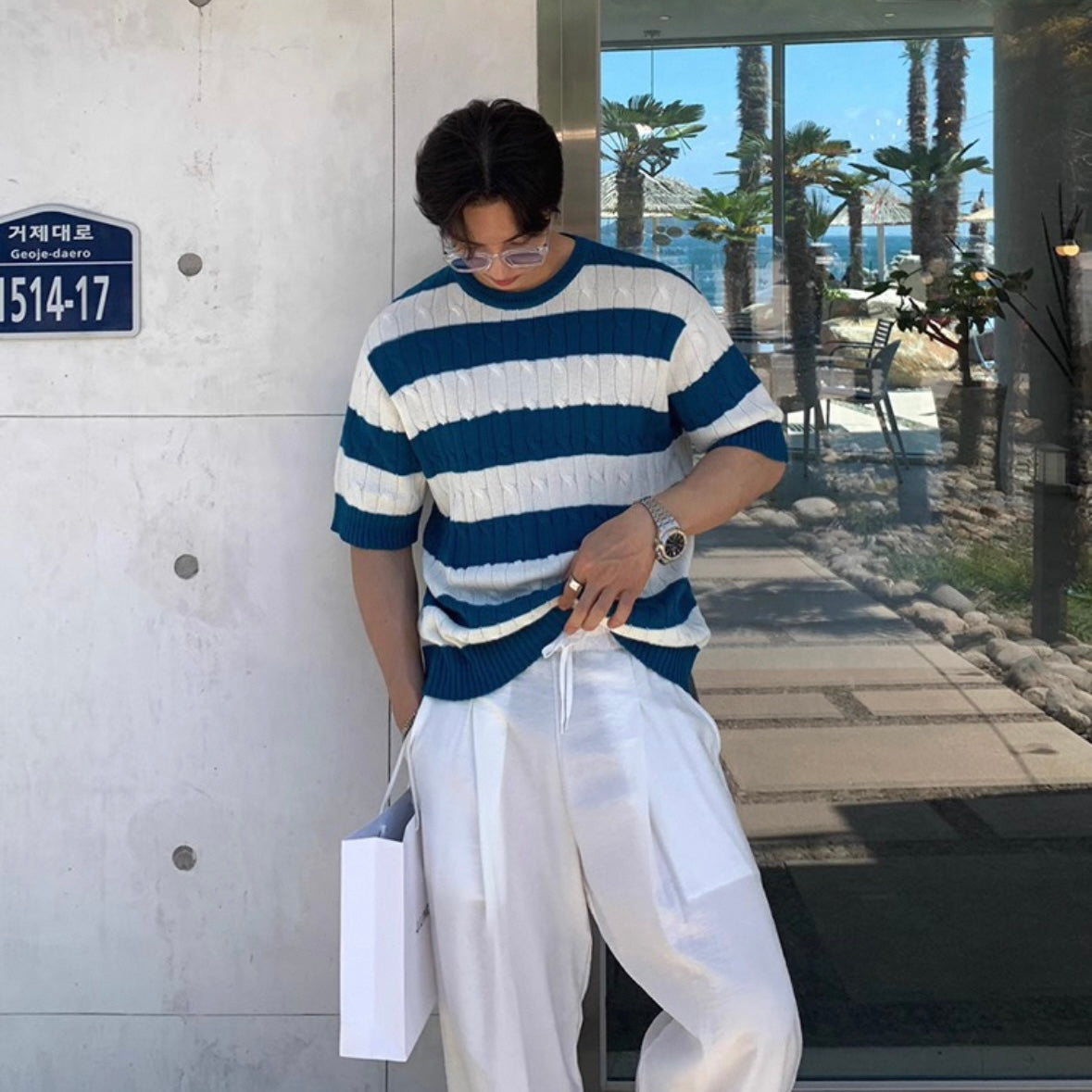 Retro Color Clash Knit Tee