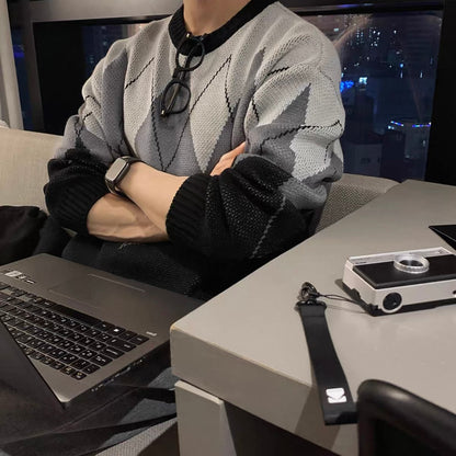 Plaid Peplum Knit Sweater