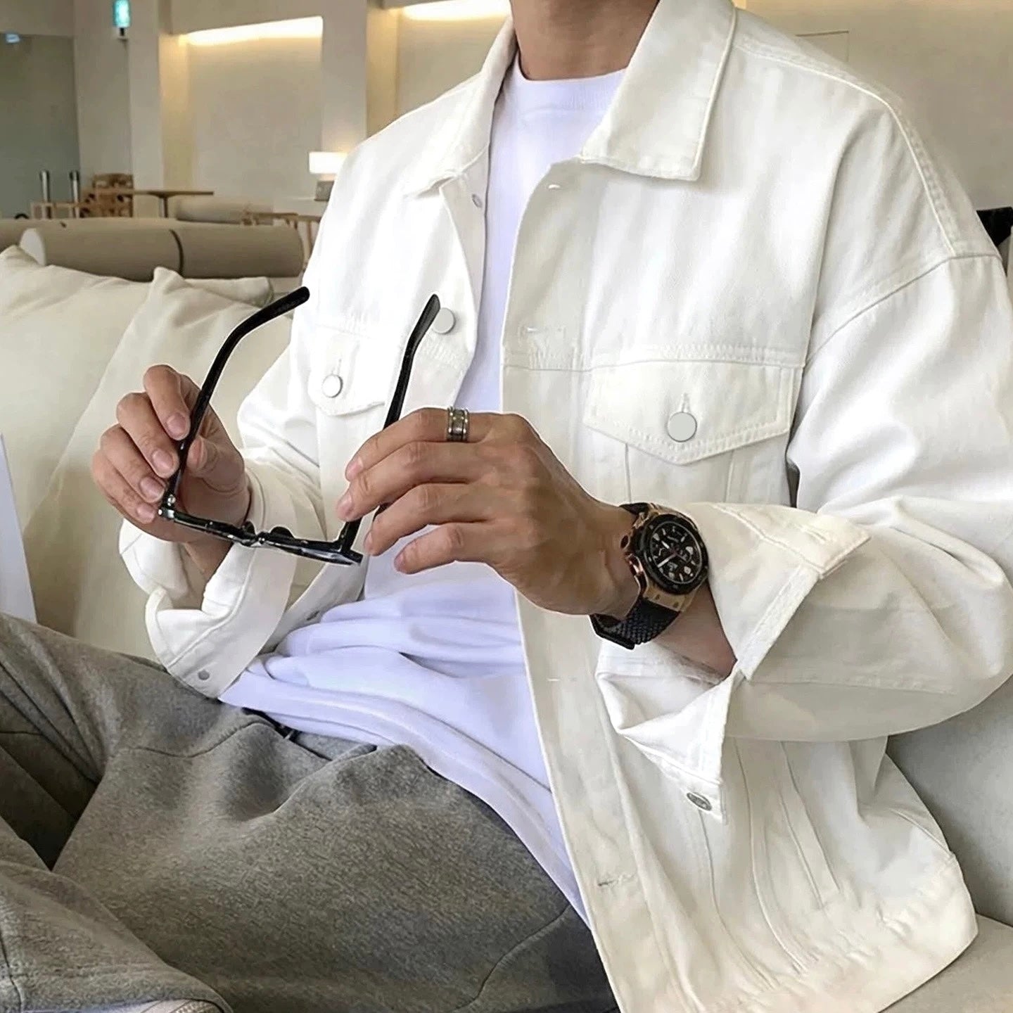 Casual White Denim Jacket