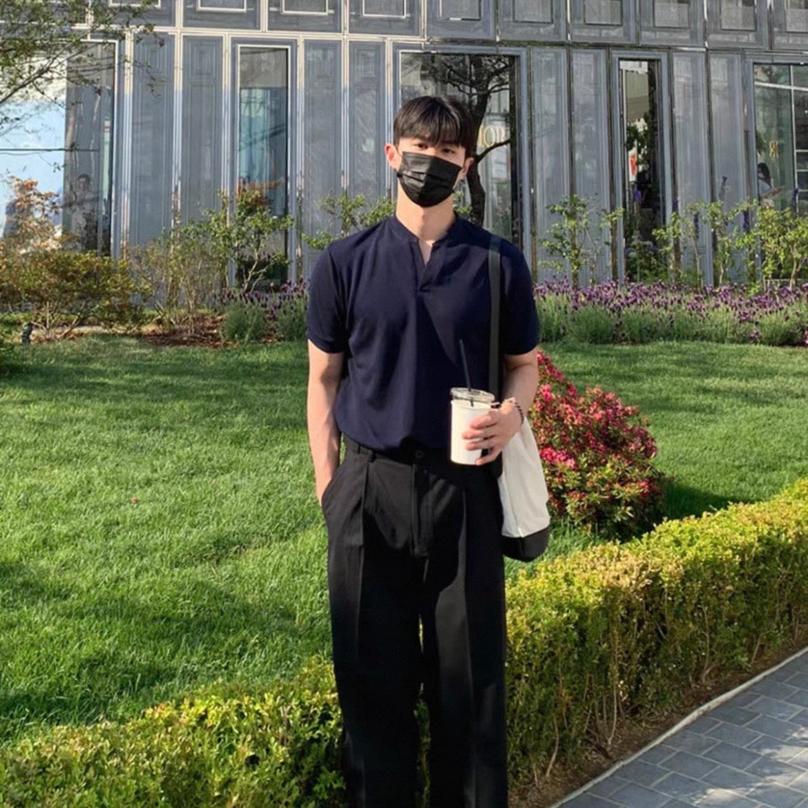 Korean V-Neck Cotton T-Shirt