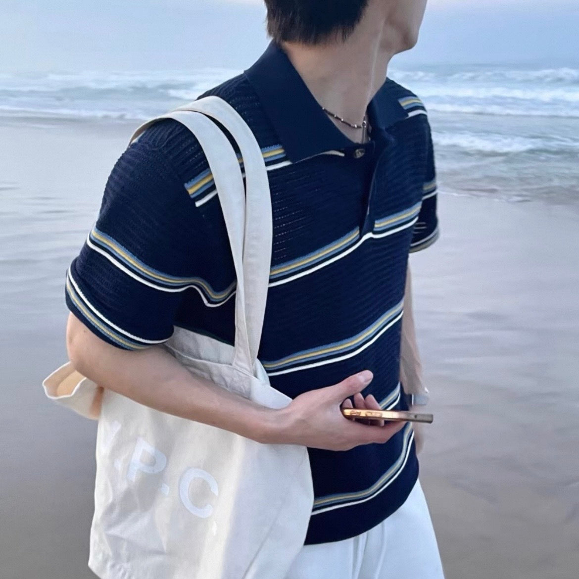 Loose-Fit Color-Block Polo Shirt