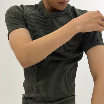 Textured Ribbed Slim-Fit T-Shirt