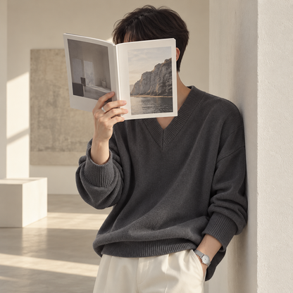 V-Neck Design Knit Sweater