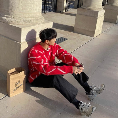 Plaid Knit Sweater for Couples