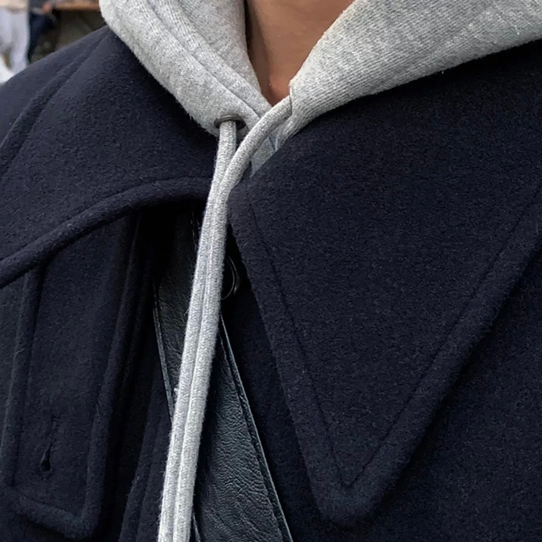 Knee-Length Wool Tweed Coat