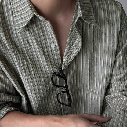 Korean-Style Striped Casual Shirt