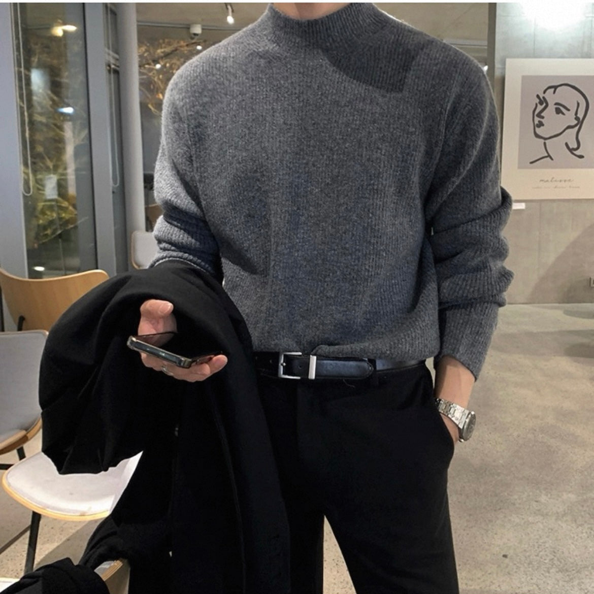 Men's Knit Turtleneck Sweater