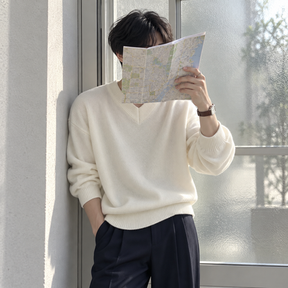 V-Neck Design Knit Sweater