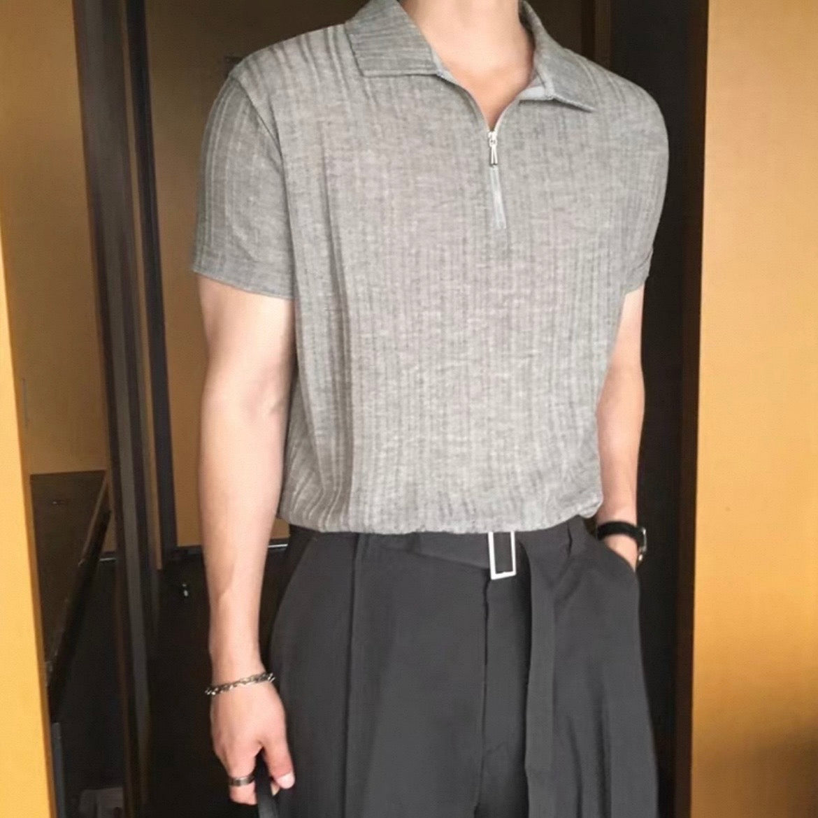 Smart Casual Half-Zip Polo Shirt
