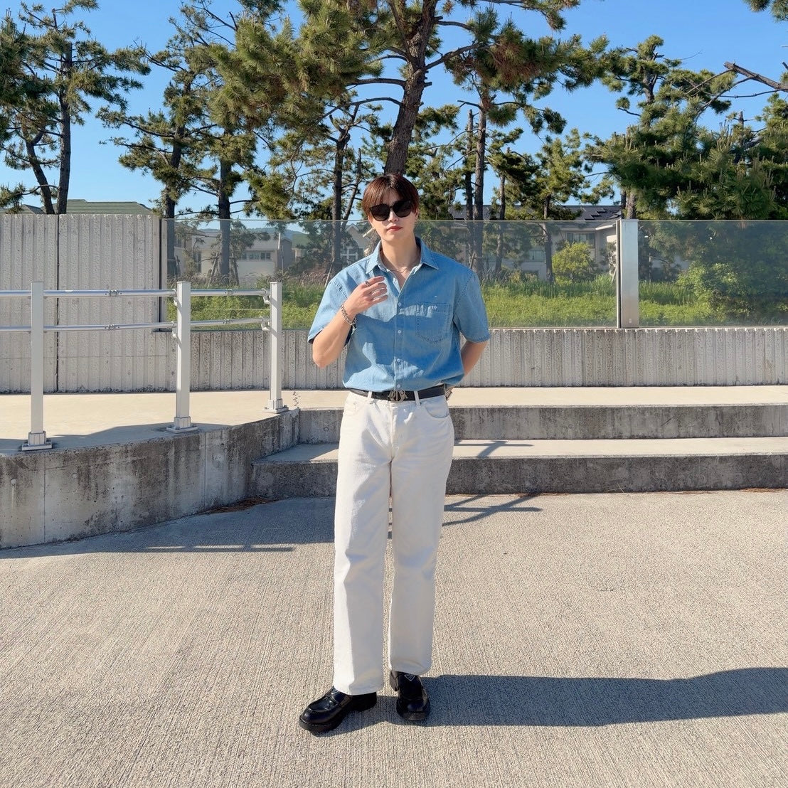 Retro Wash Denim Summer Shirt