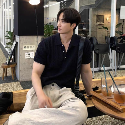 Korean Casual Twisted Knit Polo