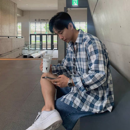 Casual Blue Plaid Shirt