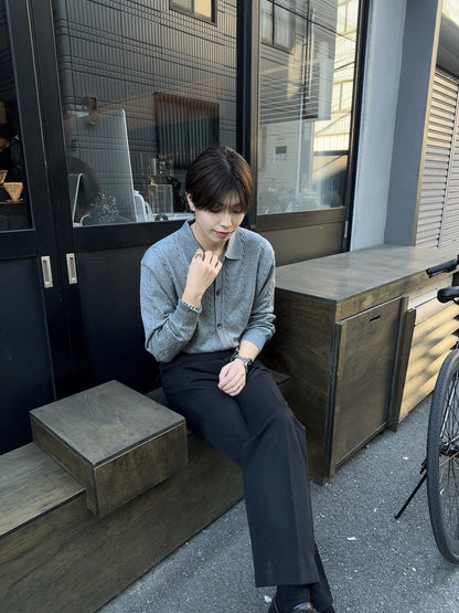 Lapel Twist Pattern Knit Sweater