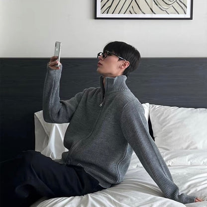 Ribbed Half Zip Knit