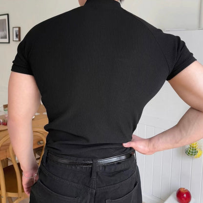 Textured Half-Zip Fitness T-Shirt
