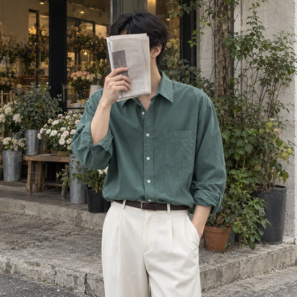 Handsome lapel simple long-sleeved knit
